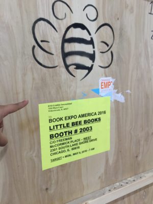 The little bee booth crates! (little bee books at BEA & BookCon 2016)