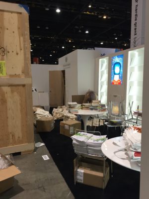 The little bee books booth half way through set up. (little bee books at BEA & BookCon 2016)